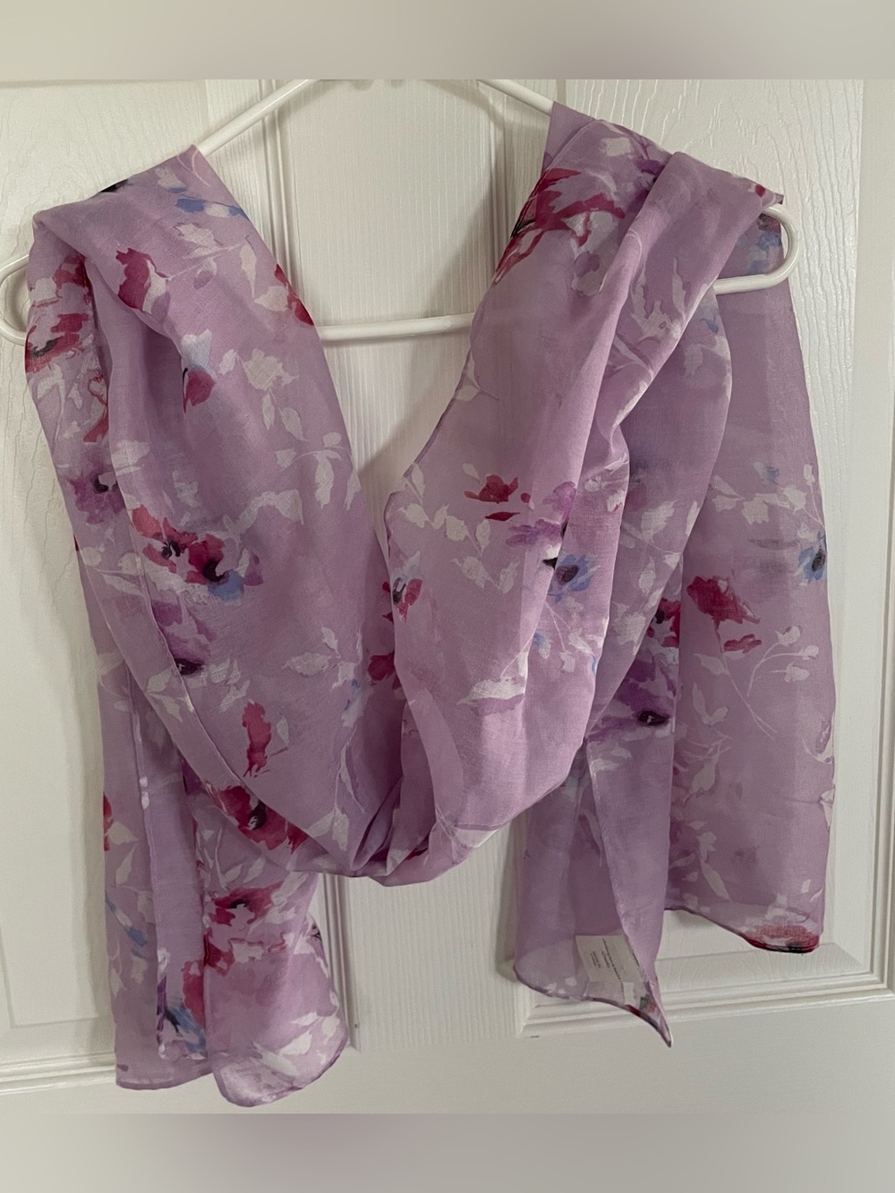 Lilac Floral Print Sheer Fashion Scarf